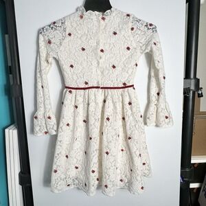 Janie and Jack Girls Ivory Victorian Lace Embroidered Roses‎ LD Dress Size 12